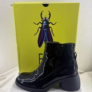 Fly London Hint Glossy Black Patent Ankle Boots size 40 NIB